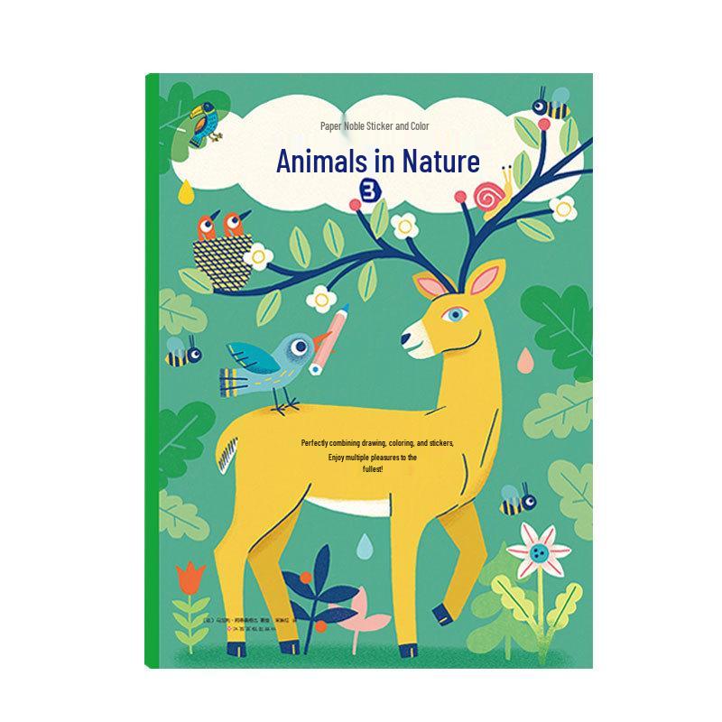 Noble Nature Animals Sticker & Coloring Book Set: All 4 Volumes for Children's Creativity