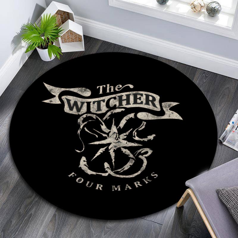The Witcher pattern round rug,Carpet Rug for Living Room Bedroom Playroom ,Non-slip Floor Mat,Holiday Gifts and Birthday Gifts.
