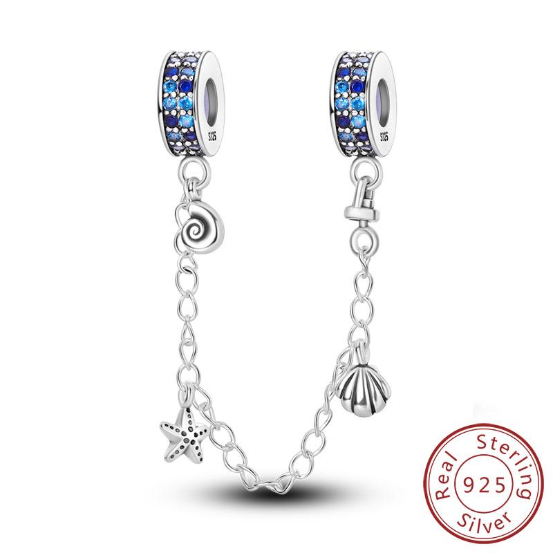 Safety Chain Charms Fit Original Copper Charms Beads Moon Star Butterfly Heart Safety Chain For Women Jewelry Gift