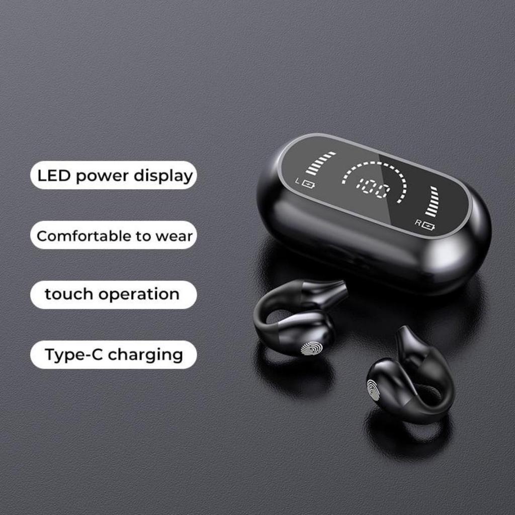 1Pair Wireless Ear Clip Bone Conduction Headphones Bluetooth Wireless Clip On Open Ear Headphones Earbuds Earclip Bone Conduction Earbuds Head Set