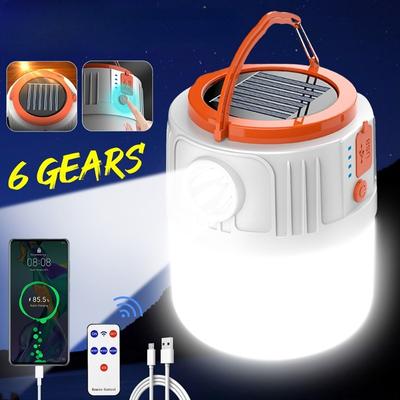 Solar Camping Licht Power Bank USB Aufladbare Glühbirne 6 Gänge Fernbedienung Zelt Lampe Tragbare Laternen Notlichter Im Freien