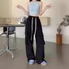 Retro Red Multi-pocket Work Clothes Wide-leg Pants for Women In Spring and Autumn High Street Design Sense Straight-leg Relaxed Pants