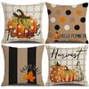 Autumn Polka Dot Letter Pumpkin Pillow Case Linen Home Sofa Pillow Case Bedroom Cushion Case