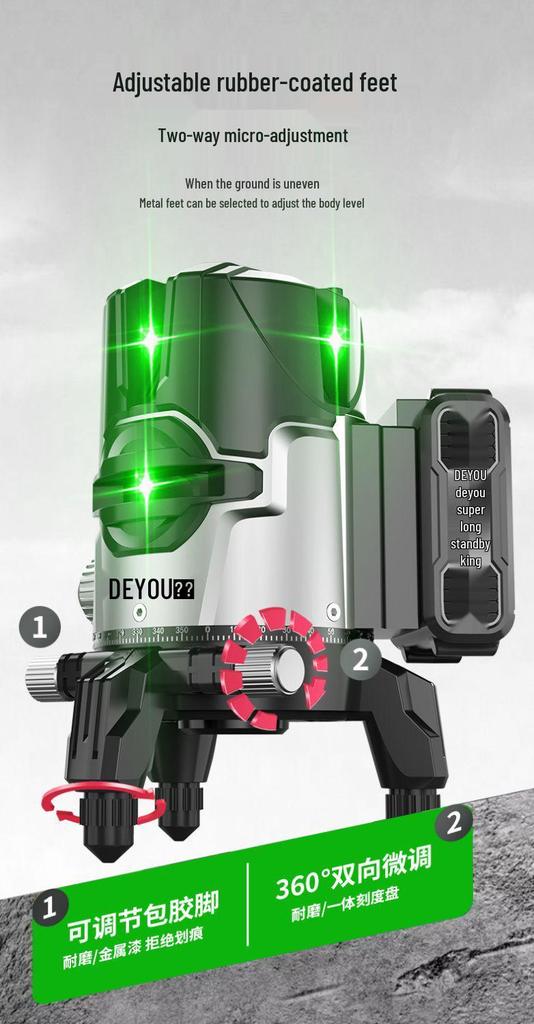High-Precision Infrared Green Light Leveler with Remote Control and Auto Leveling