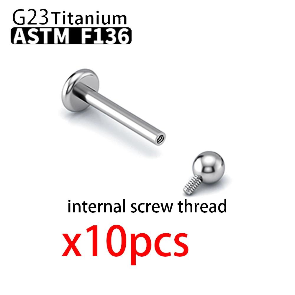 10PCS Wholesale G23 Titanium Labret Lip Stud Piercing Eyebrow Nose Ring C rod For Women Septum Piercing Body Zircon