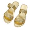Large size flat-bottomed slippers women's simple woven outer wear beach cool slippers slippers