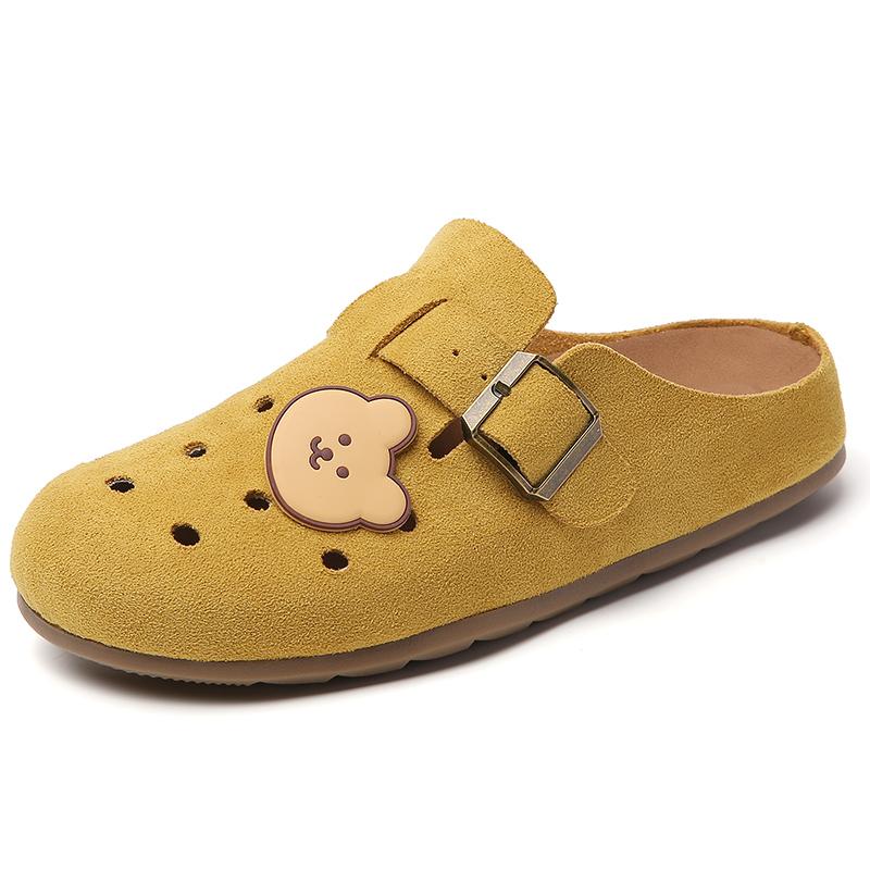 Fashion New Women Suede Clogs Slippers Soft Insole Sandals with Arch Support Shoes Outdoor Beach Suede Clogs Slippers Women Sandals