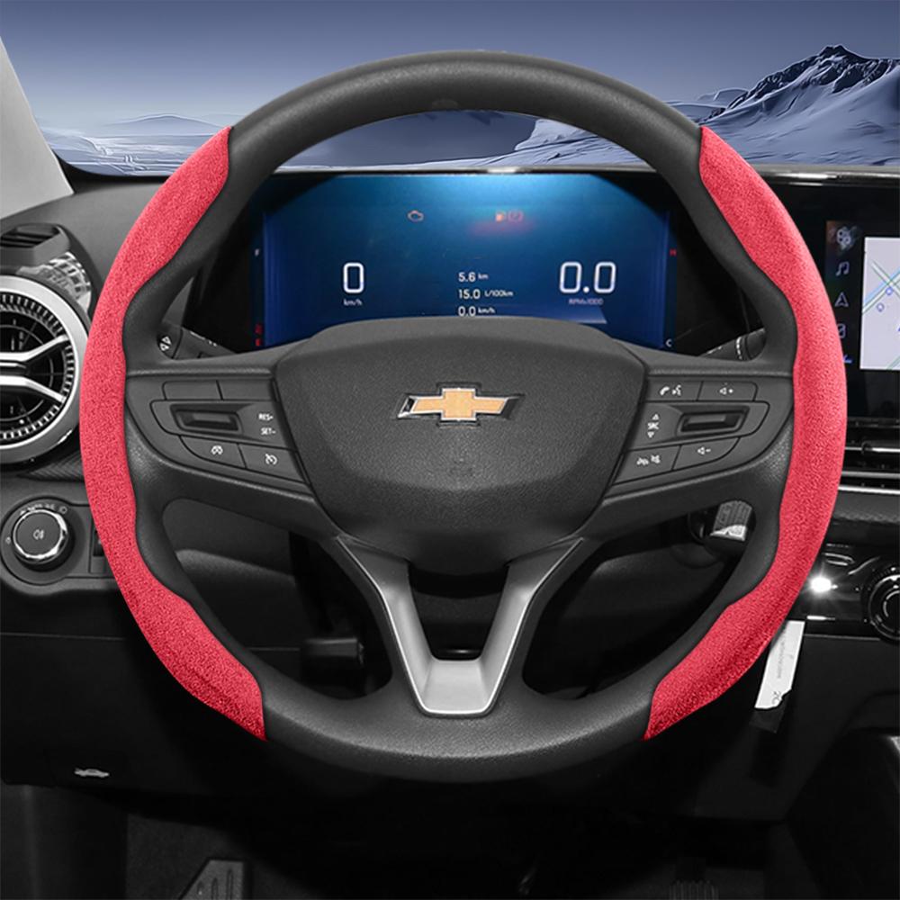 Suitable for Chevrolet Sport Suede Steering Wheel Cover with Split Snap-On Design for Silverado, Equinox, Trax, Onix, Tahoe, Traverse, Trailblazer