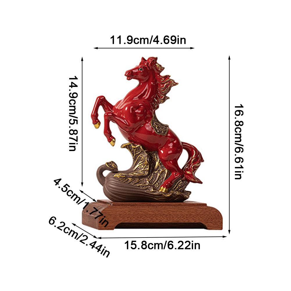 Ceramic 2026 Chinese Red Horse Statue - Success Omen Horse Figurine, Office Desk Decor, Feng Shui Wealth success Ornament Gift