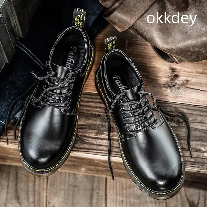 Fashion Comfortable Round Toe Walking Elegant Shoes Spring Shoes Men Genuine Leather Casual Outdoor Wear-Resistant Work Shoes