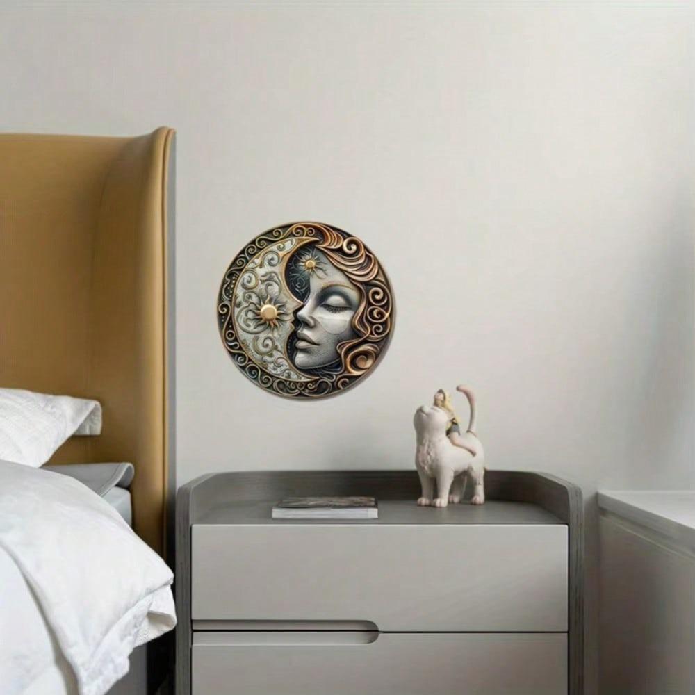 Art Lune Métallique 20x20 cm Décoration Murale Panneau Extérieur Résistant aux Intempéries Impression HD