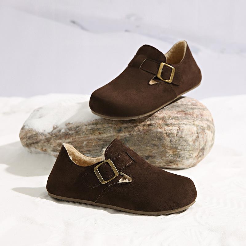 Korean version 2025 autumn and winter new belt buckle French retro Bo shoes women's shoes Doudou single shoes versatile single shoes