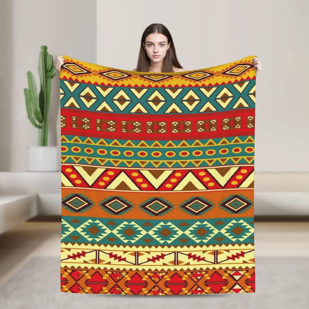 Super Soft ART African Ethnic-Style Throw Blanket Premium Fleece Flannel Lightweight Bed Blanket Cozy Plush Blankets