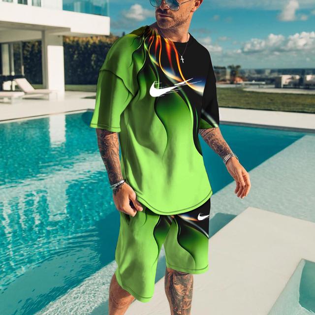 Buy 2022 New Brand Men's Tracksuit Tshirt Shorts Suit Two Piece Sets