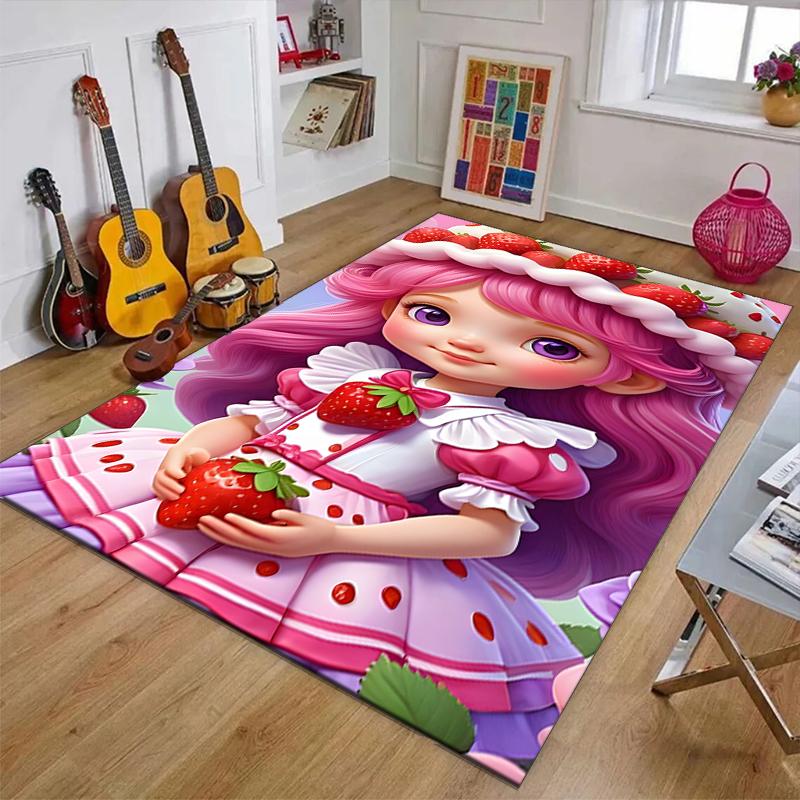 Strawberry Polyester Carpet, Soft Indoor Mat for Office Chair, Living Room, Computer Desk - Decorative Home Office Rug Design