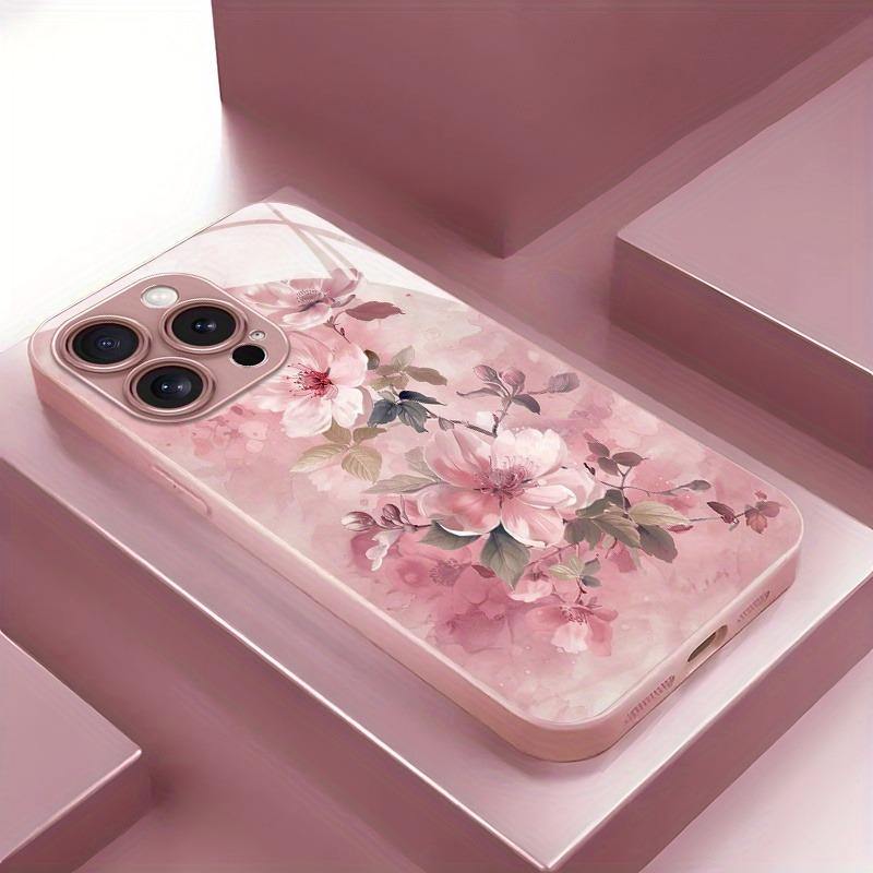 

Graffiti Flower Art Pattern Metallic Paint Glass Hard Phone Case For iPhone 17 Air 17 16 15 14 13 12 11 Pro Max Plus 16E Cover iPhone 15 Pro Max