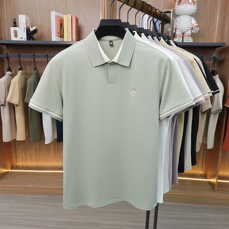High-Quality Men s Color Block Slim Fit Polo Shirt with Letter Embroidery Medium