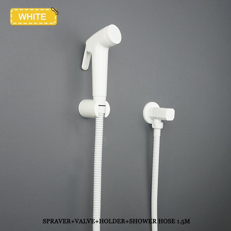 Set Bidet Portatile con Doccetta a Mano Montaggio a Parete Bianco Pistola a Spruzzo Doccia Portatile Rubinetto Risciacquo ad Alta Pressione Spruzzatore Accessori Bagno