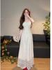 Pure desire wind embroidery suspender dress women's summer new temperament fashion waist thin chic long dress tide