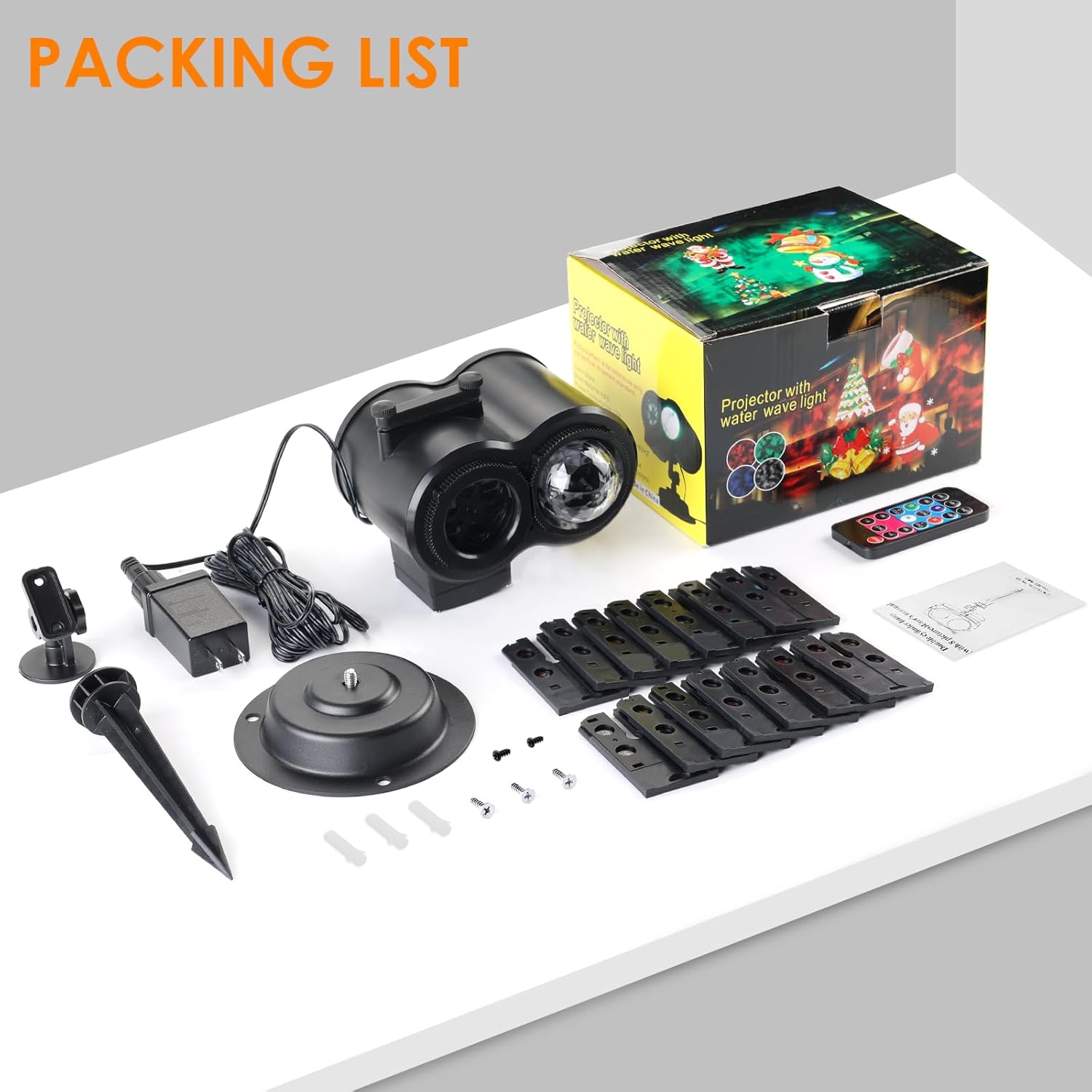 

Проектор для Хэллоуина, Рождества, уличного освещения, 16 слайдов HD, 2 в 1, лампа в виде волны с цветными узорами, таймер и пульт дистанционного управления для вечеринки US PLUG синий