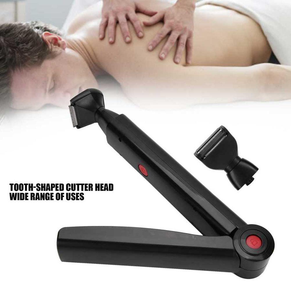 Electric Back Hair Shaver Trimmer USB Rechargeable Body Hair Removal Tool Folding Double Sided