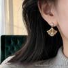 Fan-Shaped Ginkgo Leaf Pearl Tassel Earrings for Women - Light, Luxurious, High-End Statement Pieces