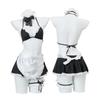 Night Listen Lingerie: Sexy See-Through Maid Role Play Set with Open Crotch, 3-Piece Women's Temptation Uniform