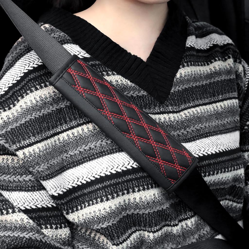 2PCS Car Seat Belt Cover Pads,Leather Seatbelt Covers Protect Shoulder And Neck Car Accessories Interior,Universal Car Seat Strap Pads Car