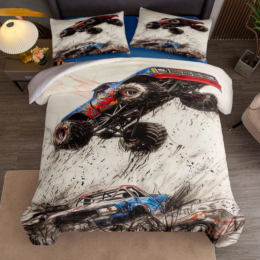 Monster Jam Race Duvet Cover Set King Queen Double Full Twin Single Size Bed Linen Set