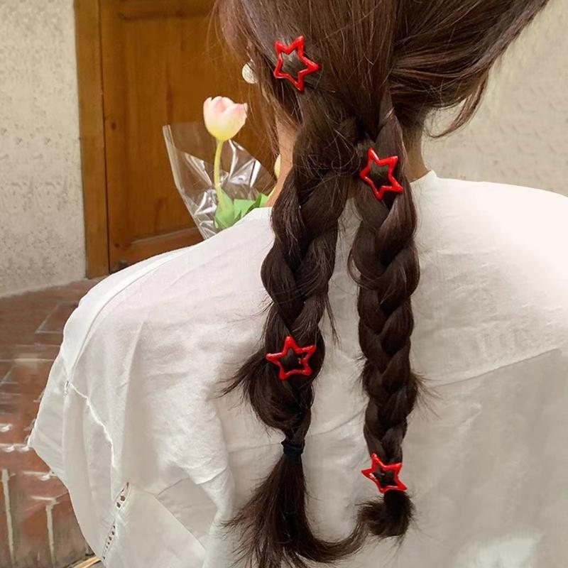 20 Stuks Mode Zoet Cool Rode Ster Haarspelden Haarklip Eendenbek Simpele Haarspelden Mode Haaraccessoire Cadeaus