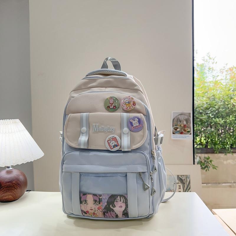 Large-capacity backpack, new high-value college style, fresh, sweet and cute, junior high school students