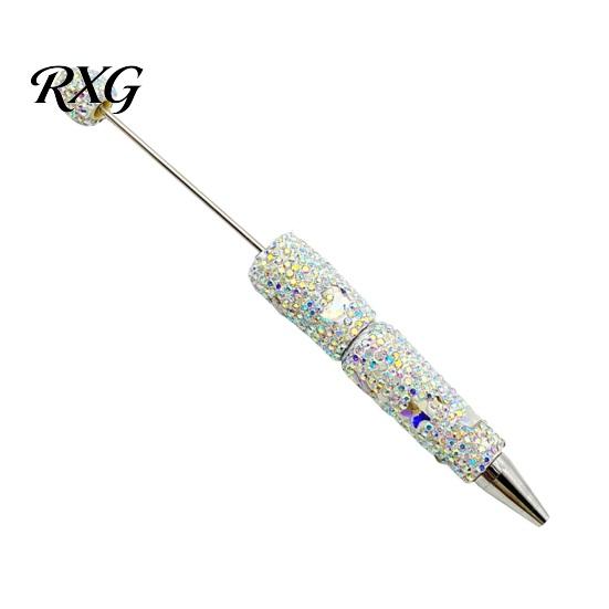 Beadable Pens for DIY Crafts Glitter Ballpoint Pen, Sparkly Rhinestone Star Moon Beaded Plastic Shiny Handmade Gel Ink Pen School Projects,