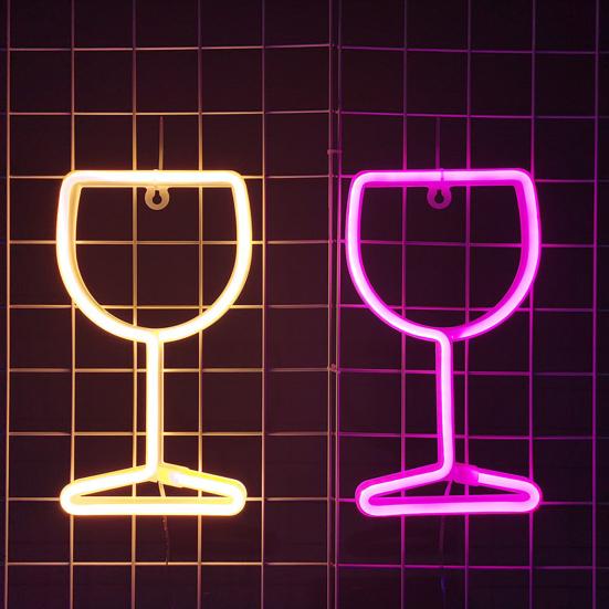 

Yousheng Wine Glass Neon Light Creative Shape USB/батарейное питание не бликующее энергосберегающее неоновое украшение