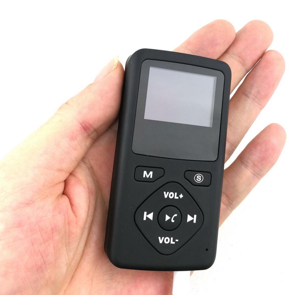 LCD Display Personal Mini Digital FM Radio Lanyard Portable Digital FM Radio Bluetooth-compatible 4.0 Earphone MP3 Radio