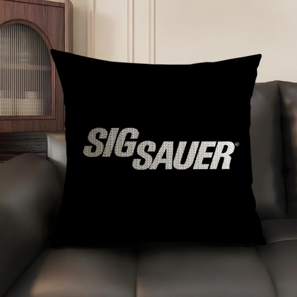 S-Sig Sauer Cushion Cover Summer Breathable Linen Organic Fabric Double-Sided Printing Sofa Pillow Case Home Decor