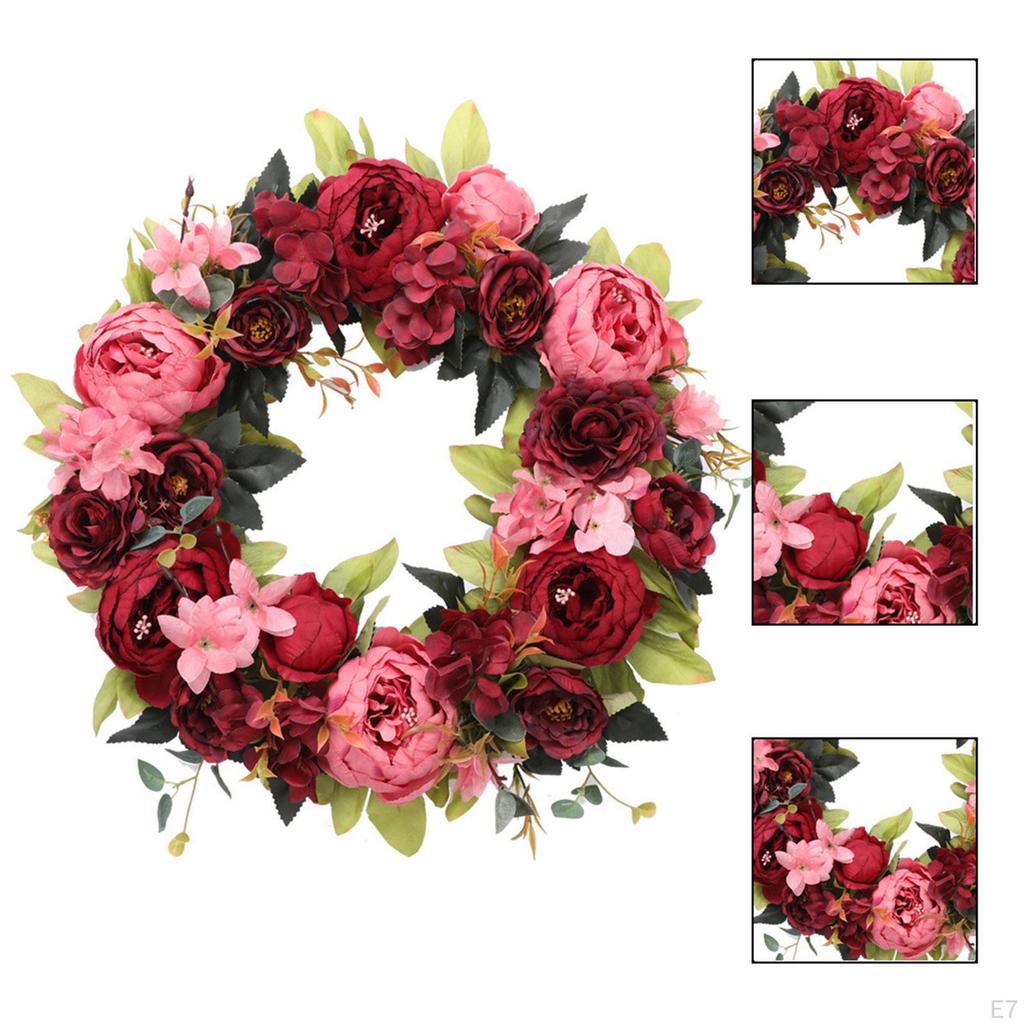 Artificial Peony Wreath Flower Arrangement Sturdy Garland for Anniversary Window