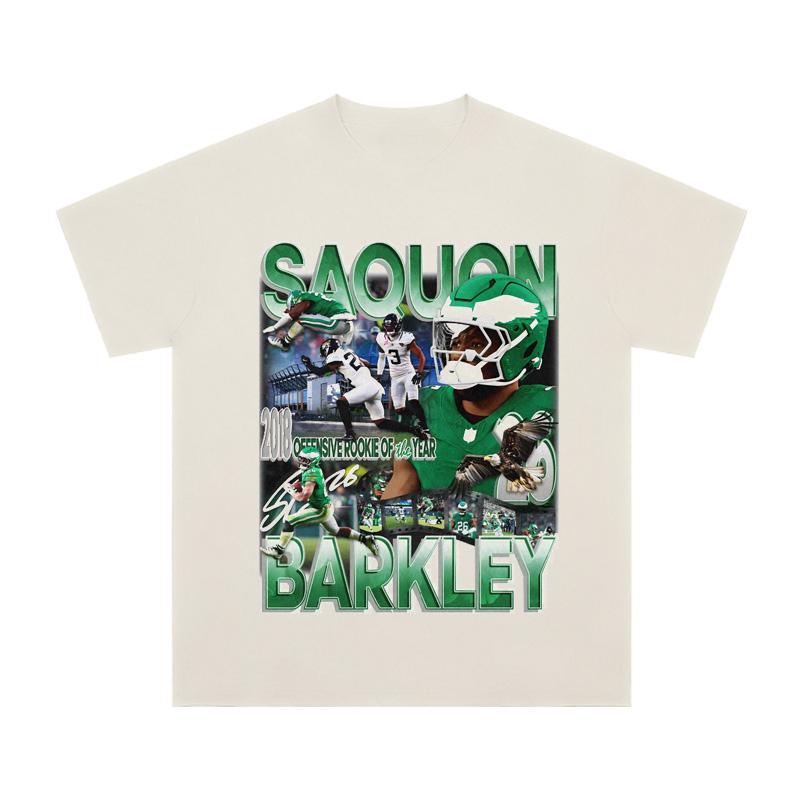 NFL Football Saquon Barkley American Small Neckline Short-sleeved T-shirt High Quality Luxury Brand Selling Popular Style