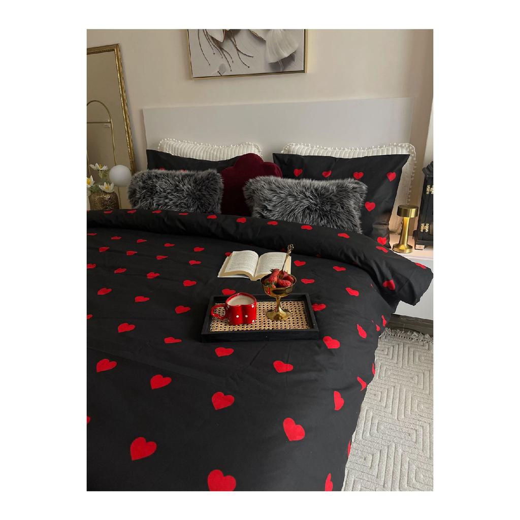 Single Red Heart Duvet Cover Set (without Sheets)