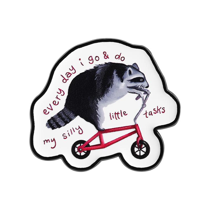 

Милые енотовые УФ-значки На заказ Каждый день я выполняю свои глупые задачи Броши Значки на лацкан Одежда Животные Ювелирные изделия Подарок для друзей