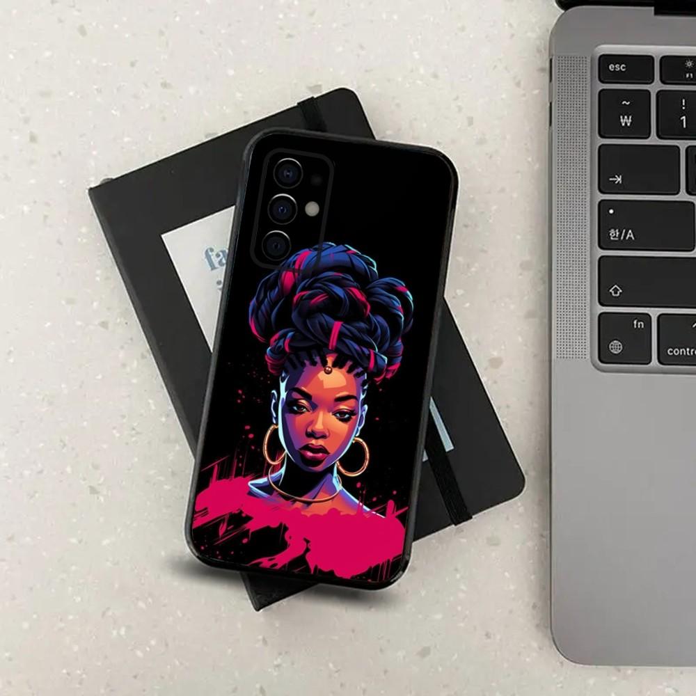 Colorful Art African Girl Black Phone Case For Samsung S24,S21,S22,S23,S30,Ultra,S20,Plus,Fe,Lite,Note,10,9,5G Black Soft Cover