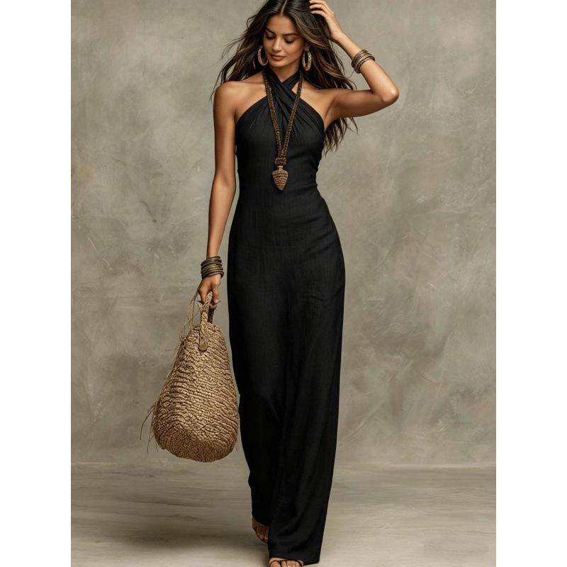 2026 New European and American Amazon Women's Slim-fit Fashion Temperament Slim-fit Sleeveless Neck Dress