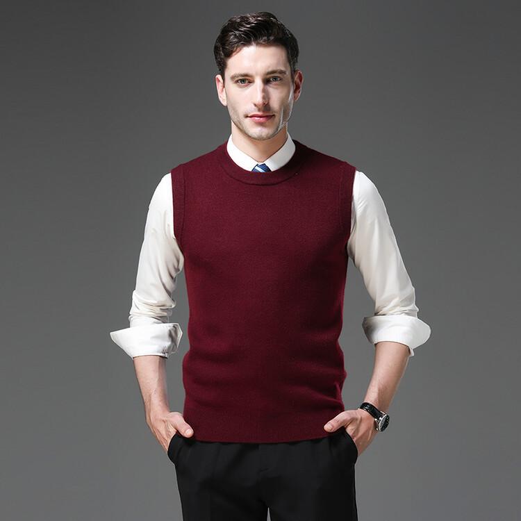 Spring and Autumn Men's Knitted Sweater Bottom Shirt Crew Neck Sleeveless T-Shirt Knitted Vest Vest