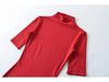 Pure Desire High Neck Slim Fit Mid-Sleeve Dress for Women – Waist-Cinched Hip-Hugging Skirt
