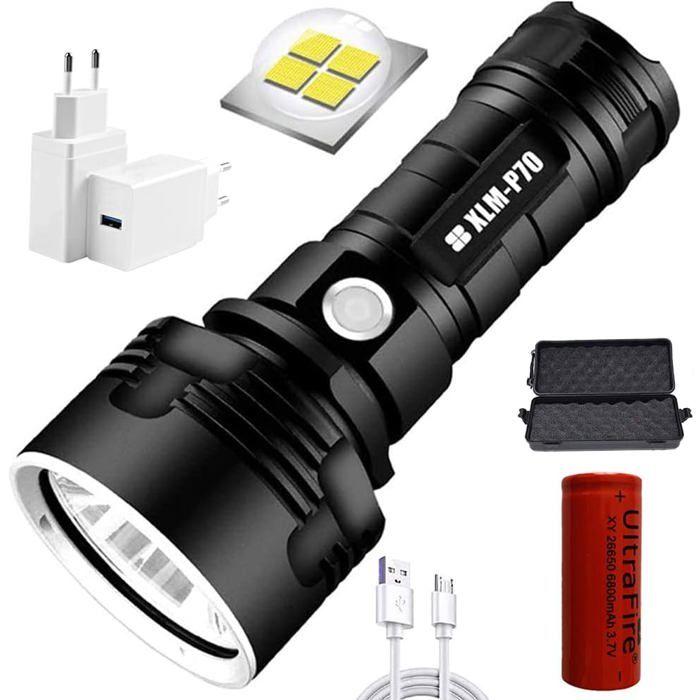 Lampe de poche - AIMOONSA - XLM-P70 - 30 000-100 000 lm - Rechargeable 26650 6800mAh - IPX6 étanche