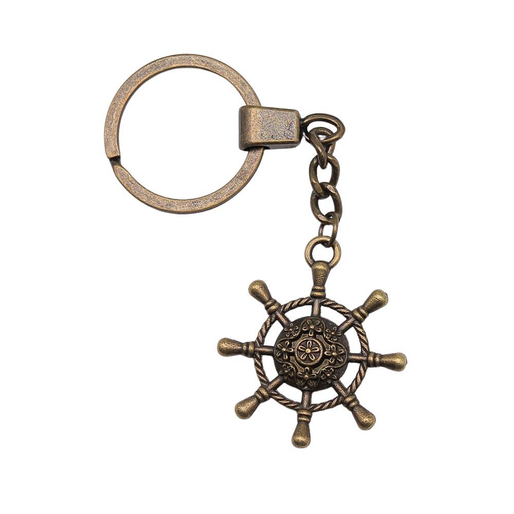 Ornate Gear Keychain Antique Style Punk Pendant Key Holder 30mm Ring