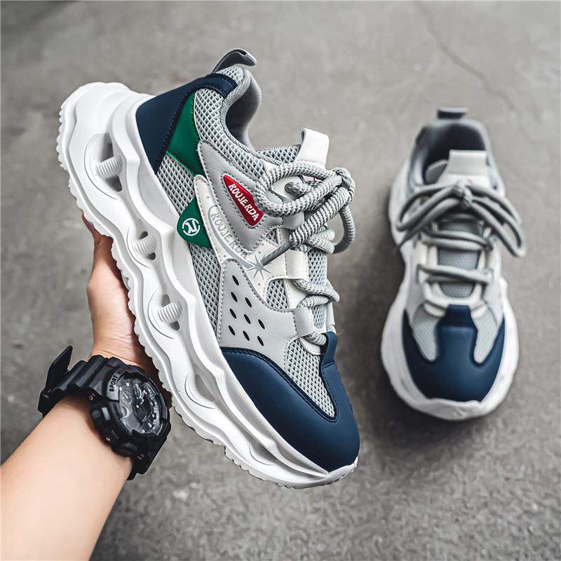 

Putian men s shoes summer mesh breathable thick sole heightening non-slip sports shoes youth casual running dad trendy shoes 44 сірий колір