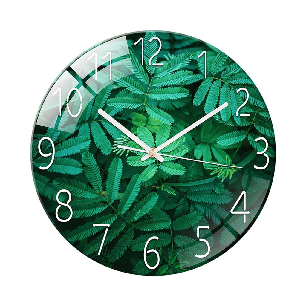Ergocar silently scanned mechanical circular glass wall clock, suitable for living room, kitchen and office.