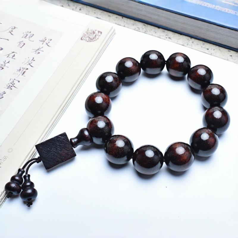 Venus Old Material Small-Leaf Red Sandalwood Prayer Beads Chain - High Oil Density, Unisex, New Chinese Style Decoration Gift