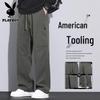 Playboy Men's Loose Fit Straight Leg Cargo Pants