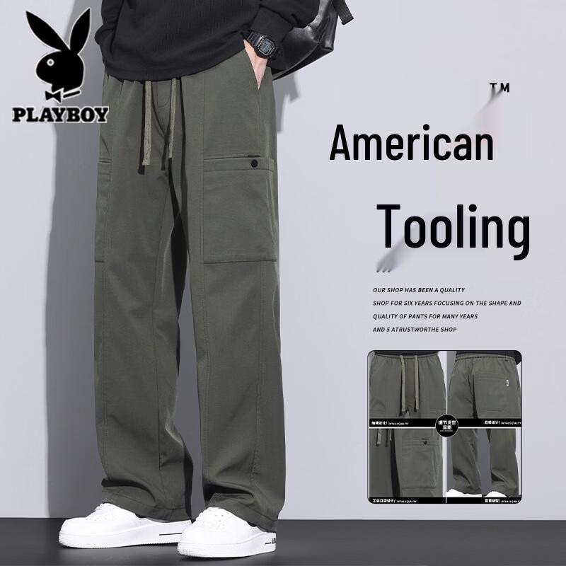 Playboy Men's Loose Fit Straight Leg Cargo Pants